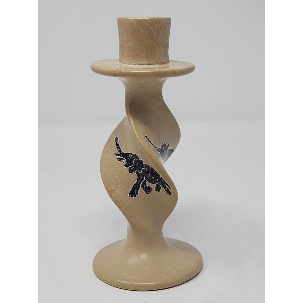 Specially Hand Carved In Kenya For Shizar Imports Twisted Elephant Candle Holder